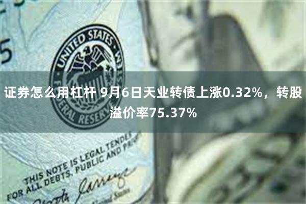 证券怎么用杠杆 9月6日天业转债上涨0.32%，转股溢价率75.37%