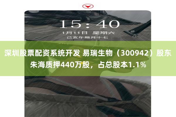 深圳股票配资系统开发 易瑞生物（300942）股东朱海质押440万股，占总股本1.1%